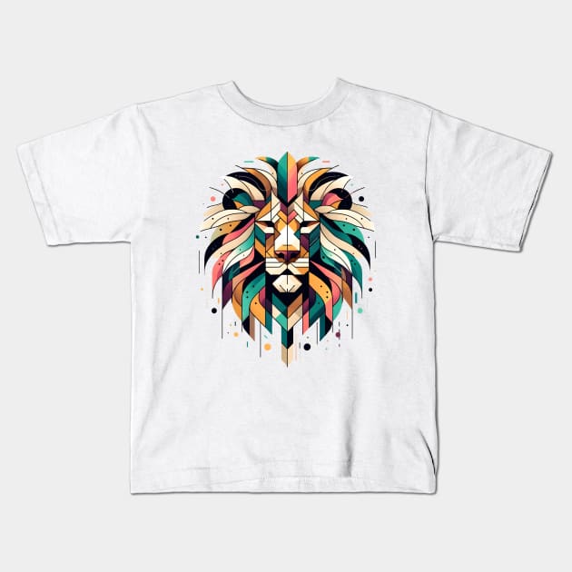 Polygonal Pride - Abstract Lion Kids T-Shirt by The Tee Bizarre